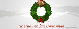 Christmas God Bless you Wreath, Free Facebook Timeline Profile Cover, Holidays