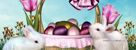 Realistic Easter Bunnies Pink Basket Eggs, Free Facebook Timeline Profile Cover, Holidays