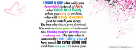 I Want a Guy Who, Free Facebook Timeline Profile Cover, Quotes