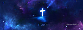 Believe Cross in Clouds Night Sky, Free Facebook Timeline Profile Cover, Religion