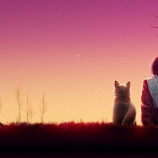 True Friendship Girl and Dog Moon Facebook Cover - Emotions